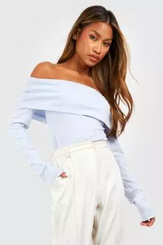 Базовое боди из хлопкового бардо Boohoo, синий