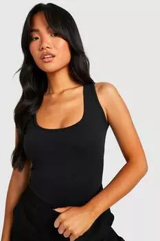 Базовое боди petite с овальным вырезом Boohoo, черный