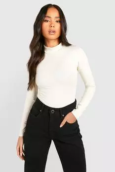 Базовое боди petite с высоким воротом и длинными рукавами Boohoo, серый