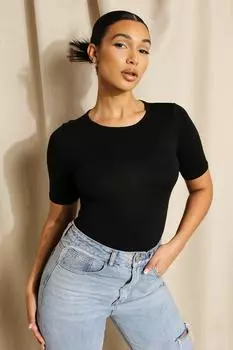 Базовое боди с короткими рукавами Boohoo, черный