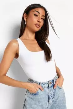 Базовое боди с овальным вырезом boohoo, белый