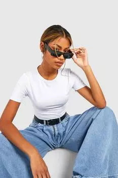 Базовое хлопковое боди с круглым вырезом и короткими рукавами boohoo, белый