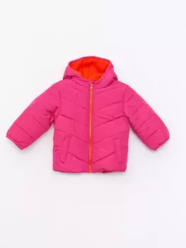 Базовое пальто для маленьких девочек с капюшоном и длинными рукавами LCW baby, фуксия