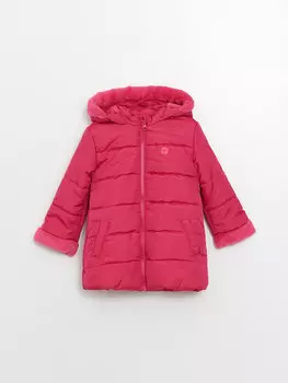 Базовое пальто для маленьких девочек с капюшоном и длинными рукавами LCW ECO, розовый