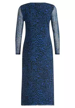 Базовое платье с анималистическим принтом Vera Mont, цвет Blau Schwarz