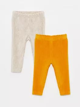 Базовые бархатные колготки для девочек с эластичной резинкой на талии, 2 шт. LCW baby, бежевый меланж