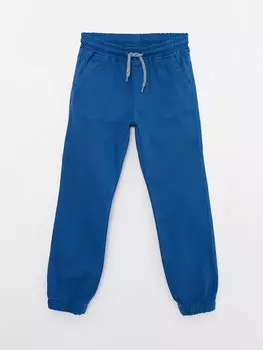Базовые брюки-джоггеры из габардина для мальчиков с эластичной резинкой на талии LCW Kids, средний синий