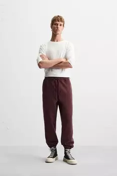 Базовые брюки-джоггеры ZARA, бордовый