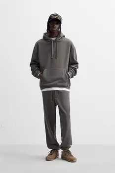 Базовые брюки-джоггеры ZARA, темный хаки