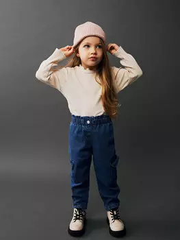 Базовые джинсовые брюки для маленьких девочек с эластичной резинкой на талии LCW baby, среднее индиго родео