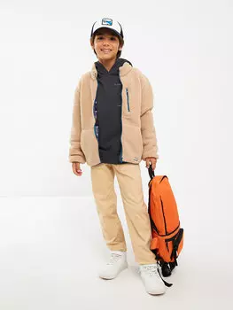 Базовые габардиновые брюки для мальчика с эластичной резинкой на талии LCW Kids, бежевый