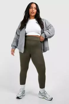 Базовые леггинсы Plus с высокой талией boohoo, хаки