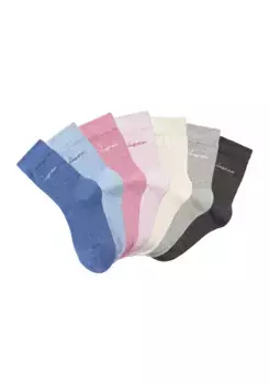 Базовые носки LASCANA (коробка, 7 пар), с качественной вышивкой логотипа, розовый