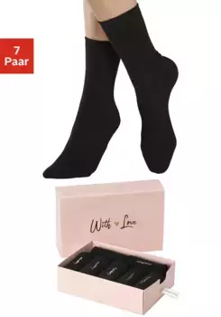Базовые носки LASCANA (коробка, 7 пар), с качественной вышивкой логотипа, черный