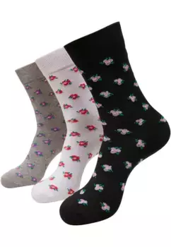 Базовые носки URBAN CLASSICS " Urban Classics Unisex Recycled Yarn Yarn Flower Socks 3-Pack" (1 пара), цвет Grey Black White