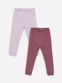 Базовые пижамные штаны для маленьких девочек с эластичной резинкой на талии, 2 предмета LCW baby, светлая слива