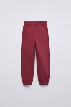 Базовые плюшевые джоггеры ZARA, бордовый