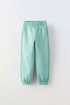 Базовые плюшевые джоггеры ZARA, средне-бирюзовый