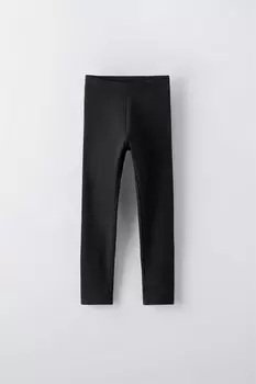 Базовые прорезиненные леггинсы ZARA, черный