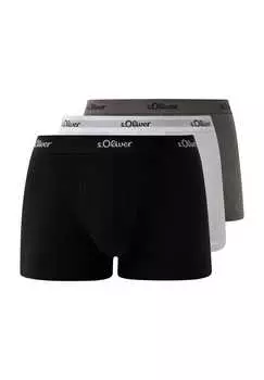 Базовые шорты-боксеры Hipster 3 пары логотип на поясе S.Oliver, черный