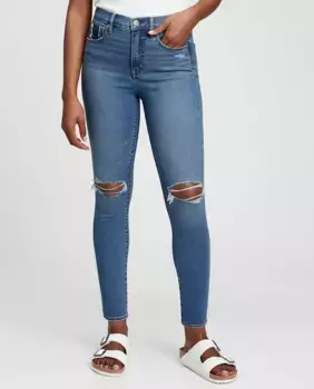 Базовые узкие женские джинсы с карманами Gap, синий