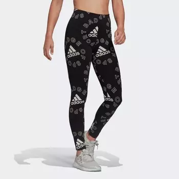 Базовые женские леггинсы с логотипом и принтом по всей поверхности Adidas, белый