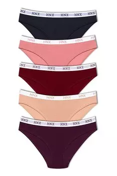 Базовые женские трусики из хлопка с надписью на талии, 5 шт. HNX, смешанный