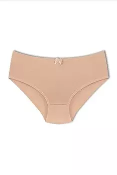 Базовые женские трусики из хлопка с высокой талией HNX, светло-коричневый