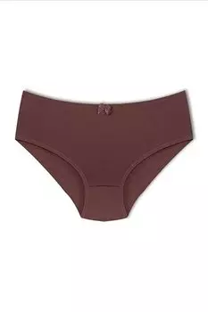 Базовые женские трусики из хлопка с высокой талией HNX, темно коричневый