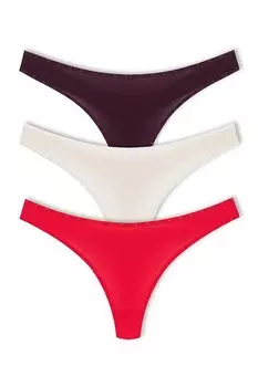 Базовые женские трусики-стринги из хлопковой резины с сердцем, 3 предмета HNX, экрю