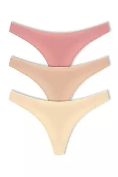 Базовые женские трусики-стринги из хлопковой резины с сердцем, 3 предмета HNX, кожа
