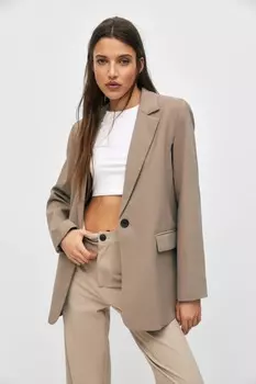 Базовый блейзер Pull&Bear, серо-коричневый