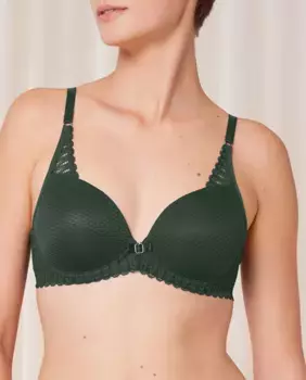 Базовый бюстгальтер на косточках и из пеноматериала с кружевными деталями Triumph, зеленый