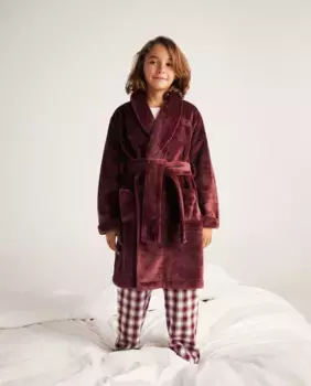 Базовый детский халат Cotton Juice, бордовый