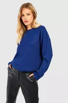 Базовый джемпер с круглым вырезом boohoo, темно-синий