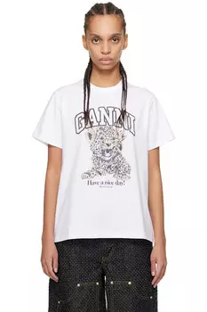 Базовый джерси леопардовый свободный футболка Ganni, цвет leopard