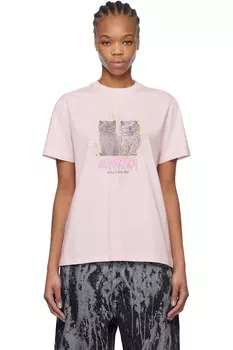 Базовый джерси леопардовый свободный футболка Ganni, розовый