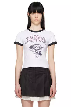 Базовый джерси ведьма маленькая футболка Ganni, белый