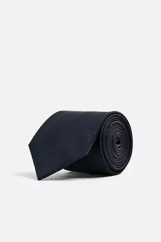 Базовый галстук из 100% шелка ZARA, темно-синий