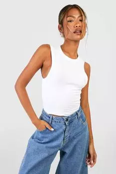 Базовый хлопковая майка-гонщик boohoo, белый