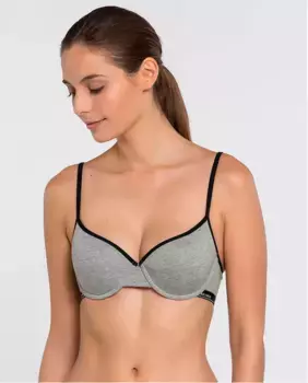 Базовый хлопковый бюстгальтер на косточках Punto Blanco, серый