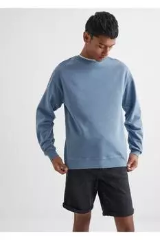 Базовый хлопковый свитер Mango, синий