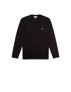 Базовый хлопковый свитер с круглым вырезом Lacoste, цвет Nero