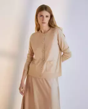 Базовый кардиган с круглым вырезом Woman El Corte Ingls, бежевый
