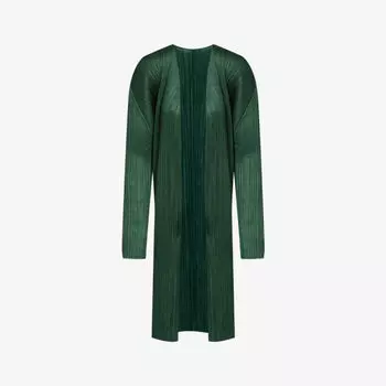 Базовый кардиган свободного кроя из плиссированной ткани Pleats Please Issey Miyake, зеленый