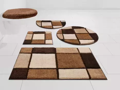 Базовый коврик для ванной "Адра", высота 24 мм, нескользящее покрытие, подходит для полов с подогревом, особо плотный ворс Grund прямоугольный (50х90 см), коричневый