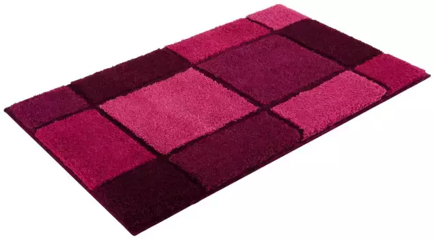 Базовый коврик для ванной "Адра", высота 24 мм, нескользящее покрытие, подходит для полов с подогревом, особо плотный ворс Grund прямоугольный (90х160 см), цвет beere