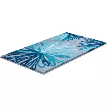 Базовый коврик для ванной «Art», высота 20 мм, нескользящее покрытие, подходит для пола с подогревом, цветочный узор, элегантный коврик для ванной Grund, бирюзовый/серый