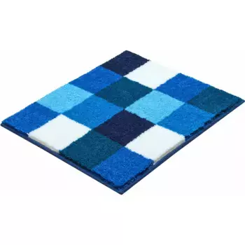 Базовый коврик для ванной «BONA», высота 20 мм, подходит для пола с подогревом, нескользящий, в клетку, пушистый, мягкий Grund, цвет blau