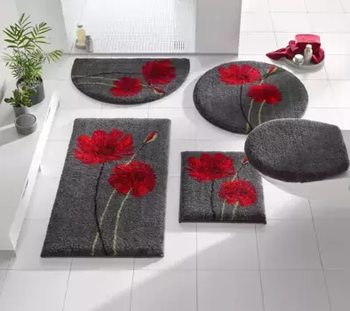 Базовый коврик для ванной Grund Прямоугольный коврик для туалета с вырезом (45х50 см), Крышка крышки унитаза (47х50 см), цвет anthrazit-rot